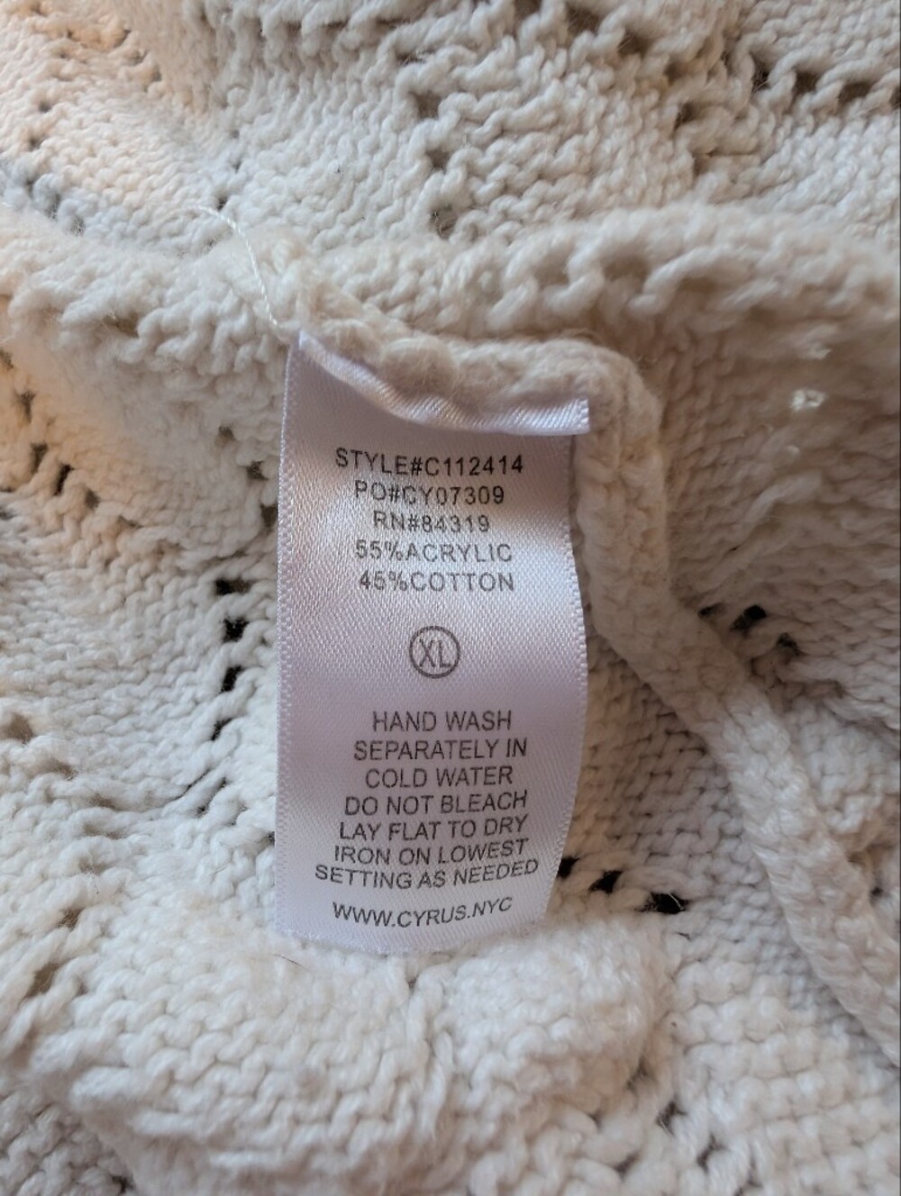 Cyrus Cream Openwork Diamond-Knit Button Cardigan - Picture 4 of 5